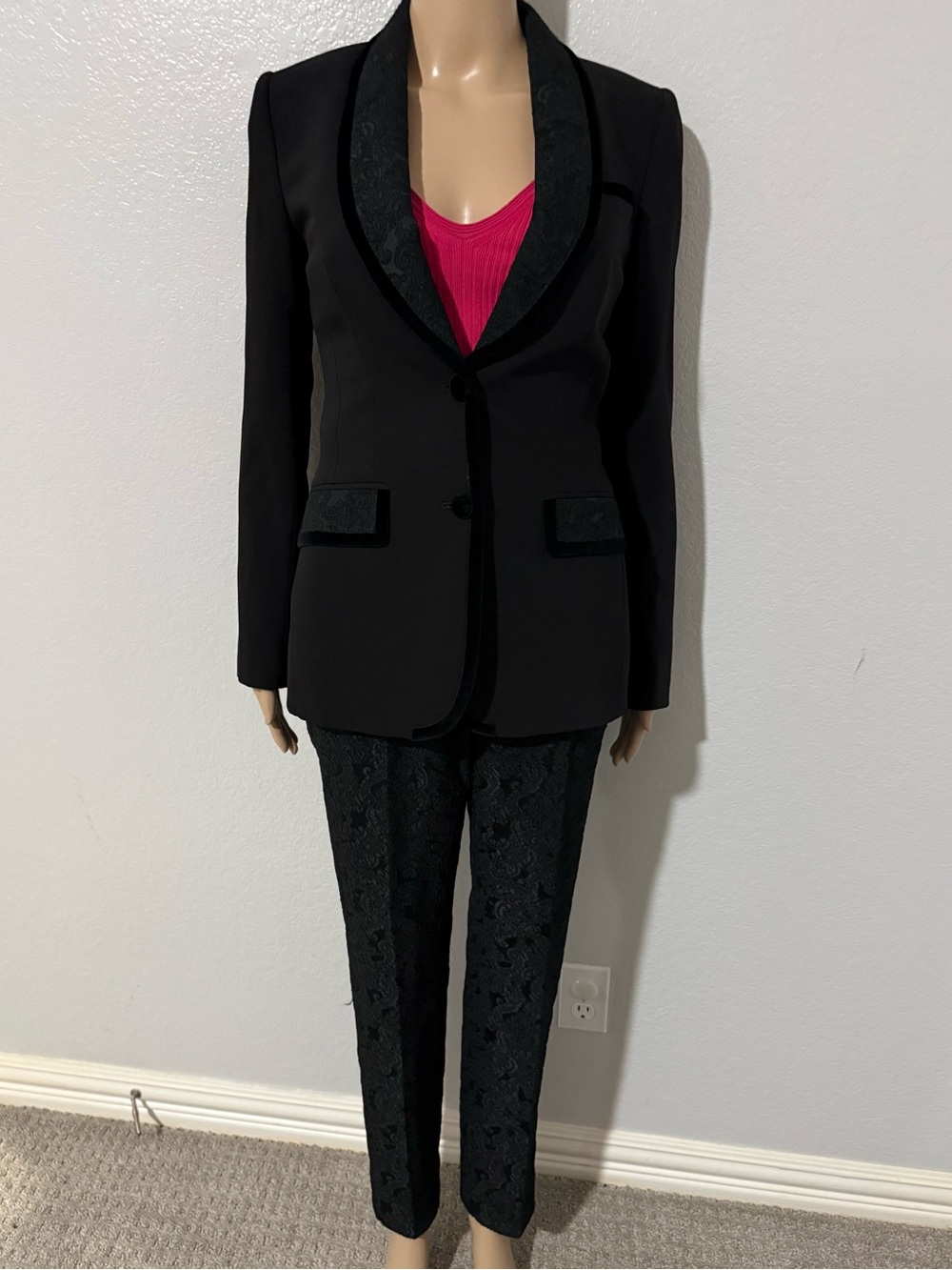 Dolce & Gabbana Black Jacquard Blazer with Label